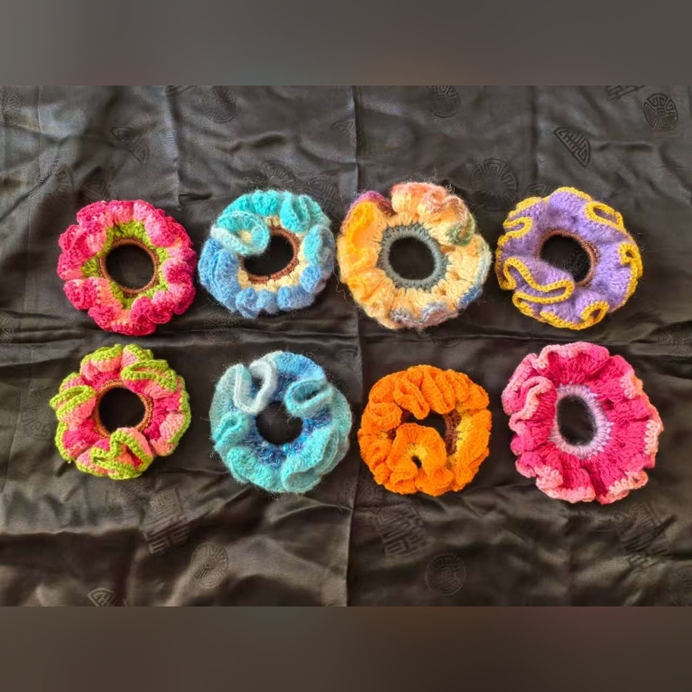 Vibrant Kids Hair Scrunchies Set